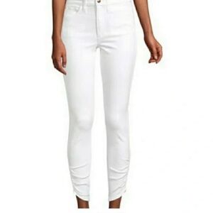 Joe's Jeans Flawless The Charlie High Rise Skinny Ankle Ruched Hem in White